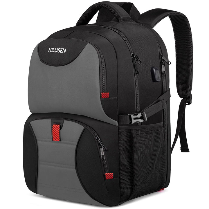 HILUSEN Extra grosser 50L Reise-Laptop-Rucksack für Herren, Lunch-Rucksack 17 Zoll, Diebstahlsichere