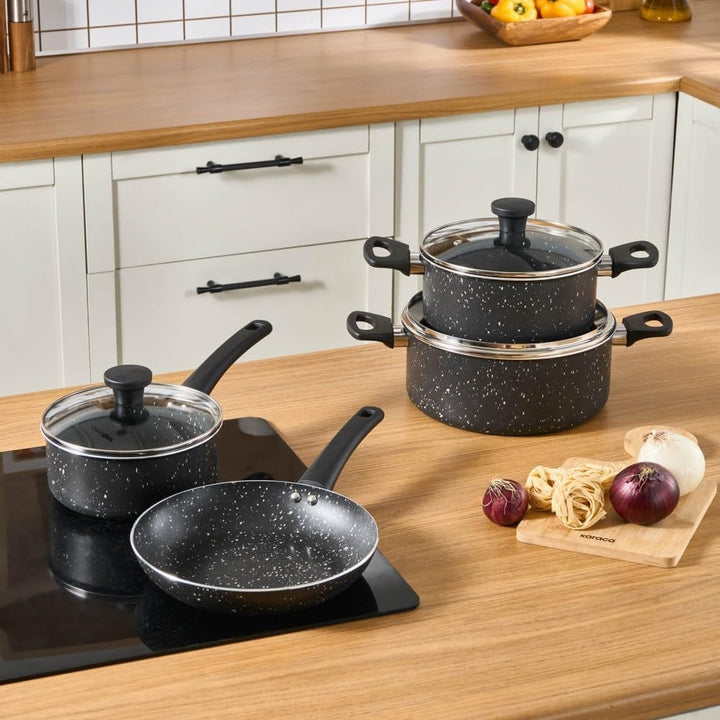 Cookplus Aura Roller 7-tlg Topfset Induktion, Kochgeschirr-Set mit Deckeln, Spülmaschinenfeste Töpfe