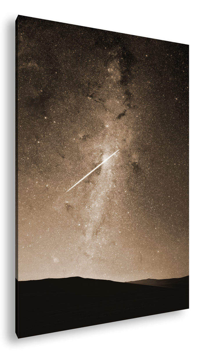 deyoli ein fallender Stern am Himmel Effekt: Sepia, Format: 80x60 als Leinwandbild, Motiv fertig ger