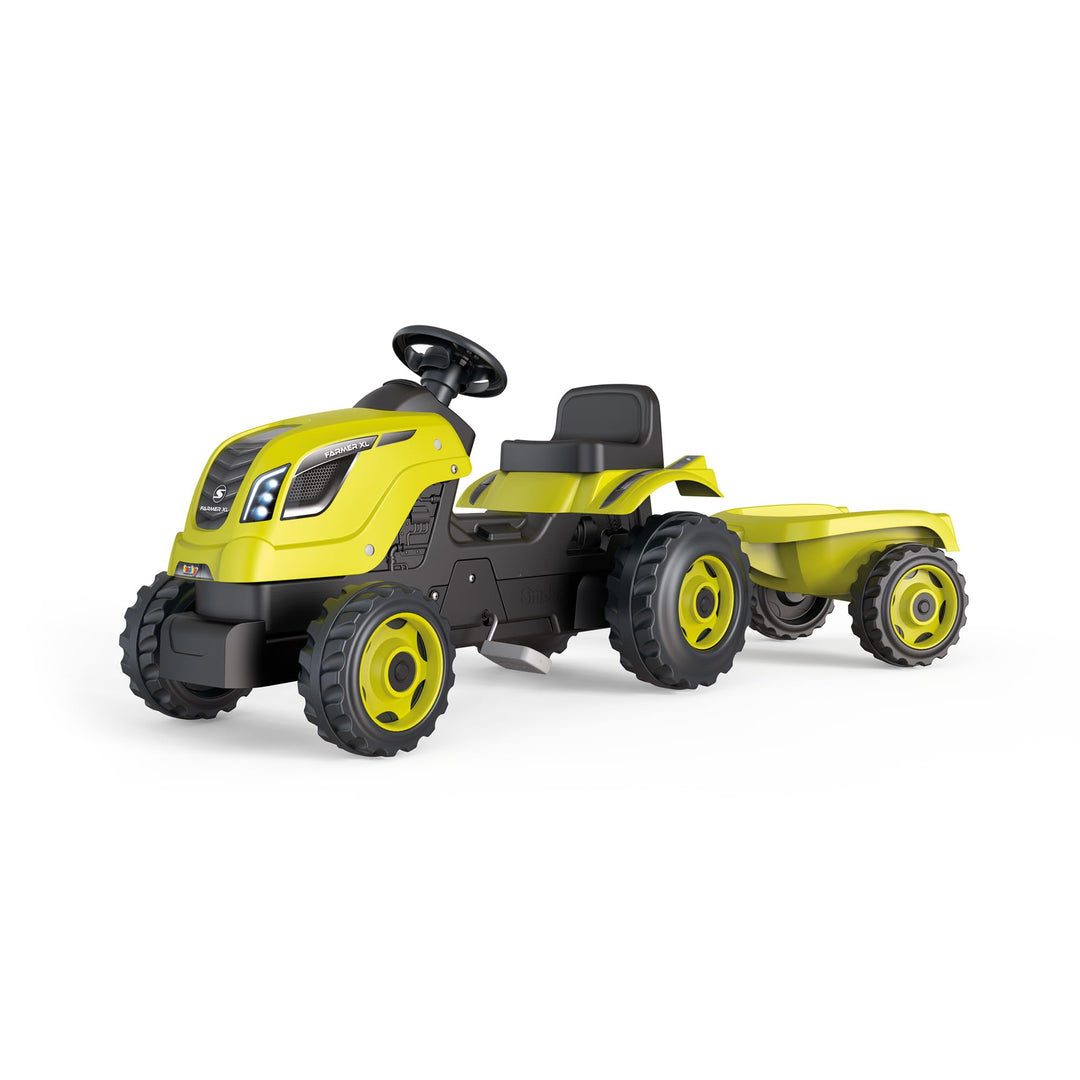 Smoby - Traktor Farmer XL Grün + Anhänger - Trettraktor für Kinder - Verstellbarer Sitz - Lenkrad mi