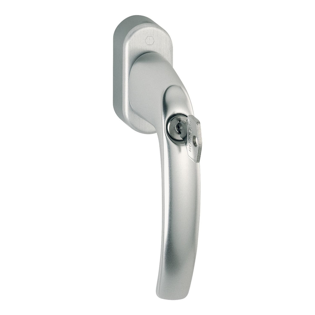 HOPPE 2257926 Fenstergriff Atlanta Vierkant 7 x 32 mm, mit Sperrzyl. RC 2, silber