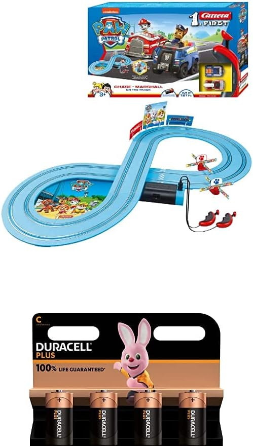 Carrera 369-3033 FIRST PAW PATROL On the Track 2,4m Rennstrecken-Set | 2 ferngesteuerte Fahrzeuge mi