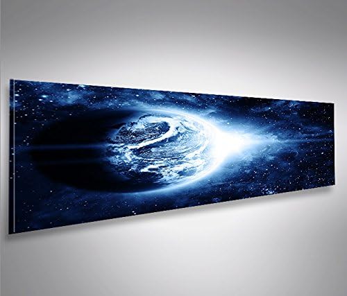 islandburner Bild Bilder auf Leinwand Planet Blau Weltall Space Panorama XXL Poster Leinwandbild Wan