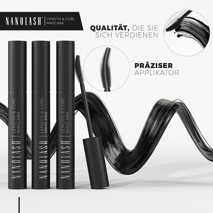 Wimperntusche für Länge und Schwung Nanolash 10ml - verlängernde und kräuselnde Mascara, Effekt von