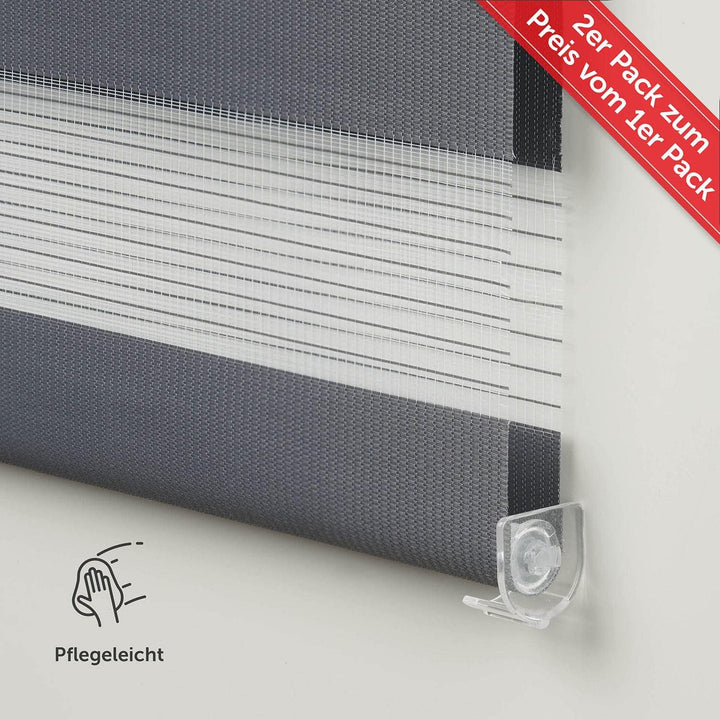 Blumtal 2er-Set Doppelrollo 85 x 130-155cm -  Klemmfix Rollo, Rollos für Fenster ohne Bohren, Klemmr