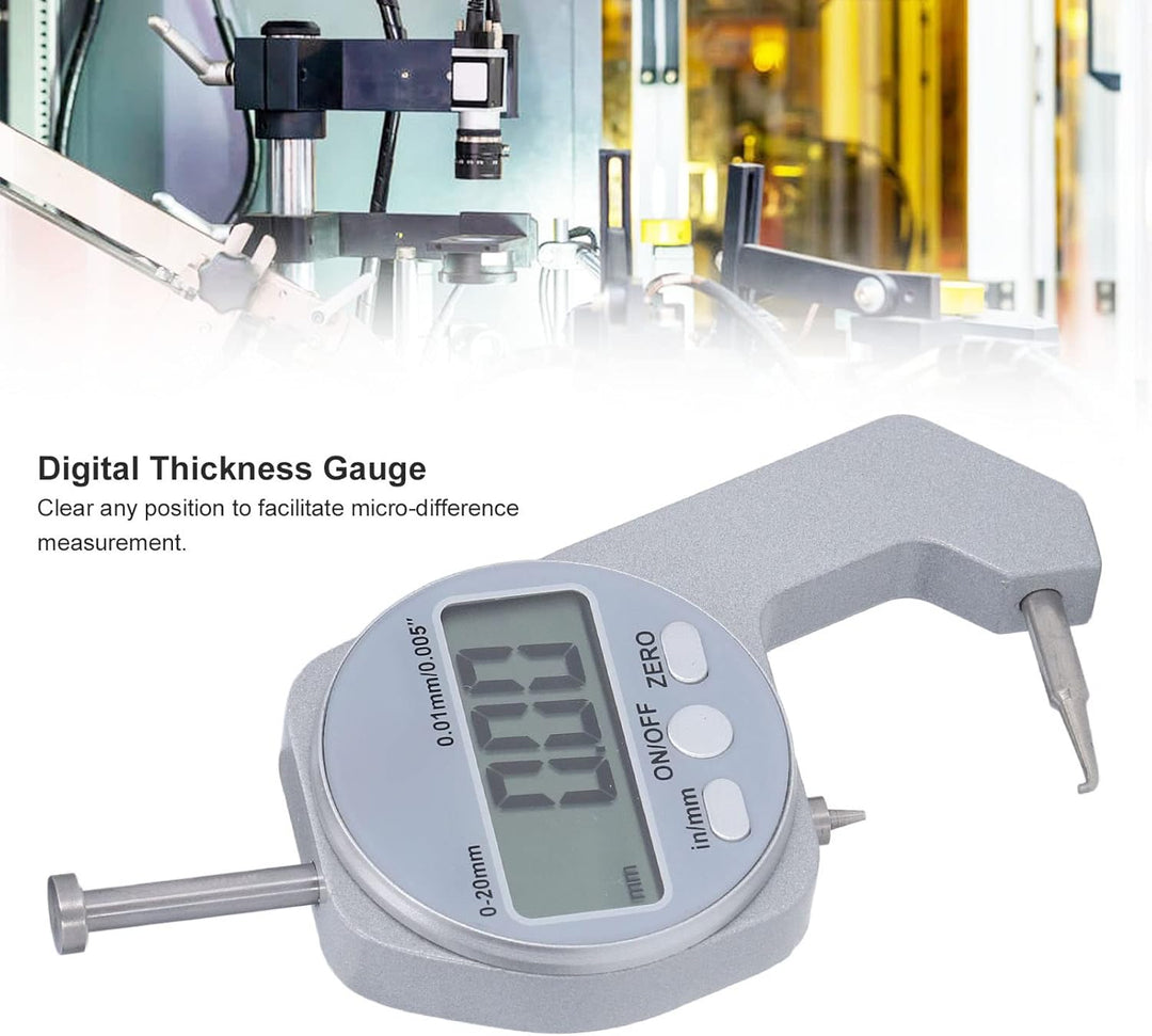 LiebeWH Dickenmesser 0-20 mm Bereich LCD-Digitalanzeige Kleine Mikrometerschraube mit Gebogener Spit