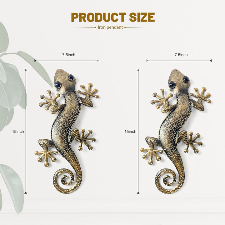 Liffy Metall Gecko Wanddekoration (goldene Eidechse), goldene Eidechse