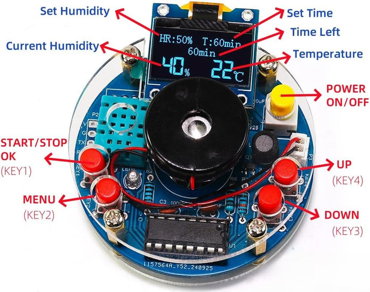 DIY Luftbefeuchter Lötbausatz, Luftbefeuchter Löt Bausatz Erwachsene mit OLED Display, Temperatur, L