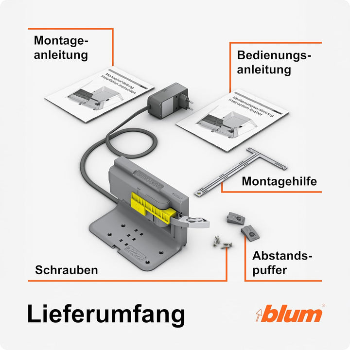 Blum SERVO-DRIVE uno Set für grifflose Küchen und stehende Mülllösungen, einfache Montage