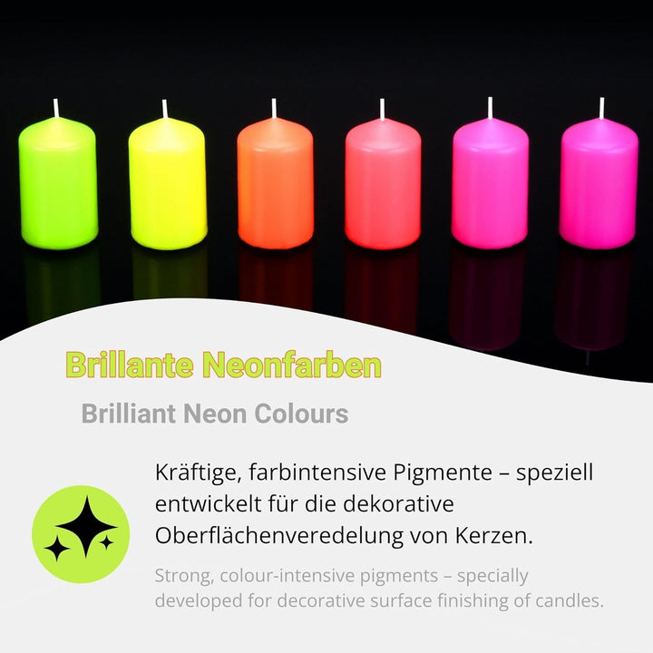 DistrEbution.com 100 g Wachsfarbe/Grundfarbe zum Tauchen, Kerzenfarben Neon Serie, Made in Germany (