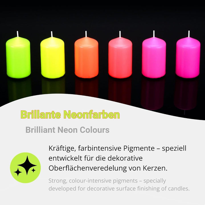 DistrEbution.com 100 g Wachsfarbe/Grundfarbe zum Tauchen, Kerzenfarben Neon Serie, Made in Germany (