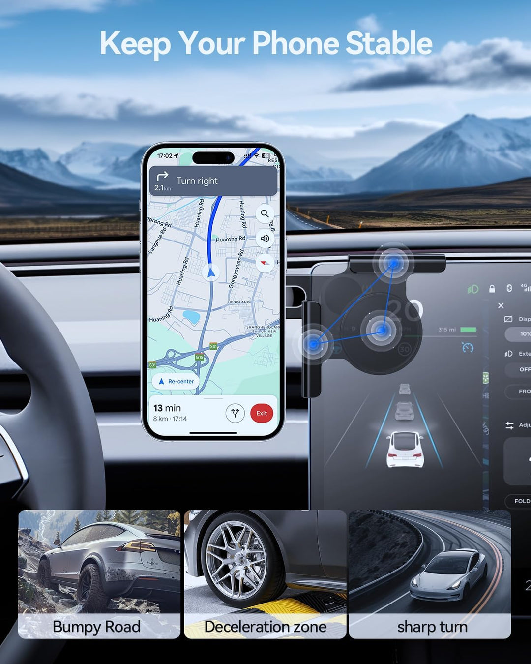 Handyhalterung für Tesla Model 3 Model Y Model S Model X, MagSafe Handyhalter Auto Magnet für iPhone