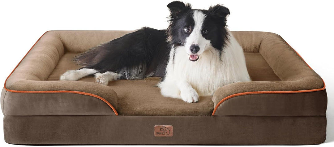 BEDSURE orthopädisches Hundebett Ergonomisches Hundesofa - 89x63 cm Hundecouch mit eierförmiger Kist
