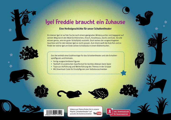 Igel Freddie braucht ein Zuhause: Eine Herbstgeschichte für unser Schattentheater. Fertige Figuren z