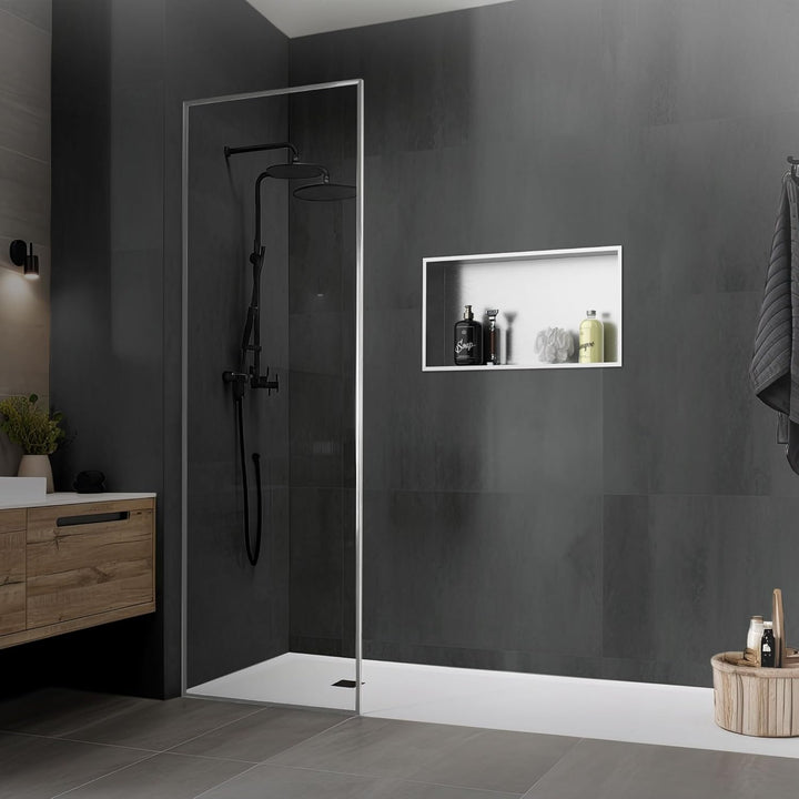 LuxeBath Wandnische aus Edelstahl, 60x30x10 cm, Silber, Duschnische mit Rahmen, Einbauregal, Flexibl