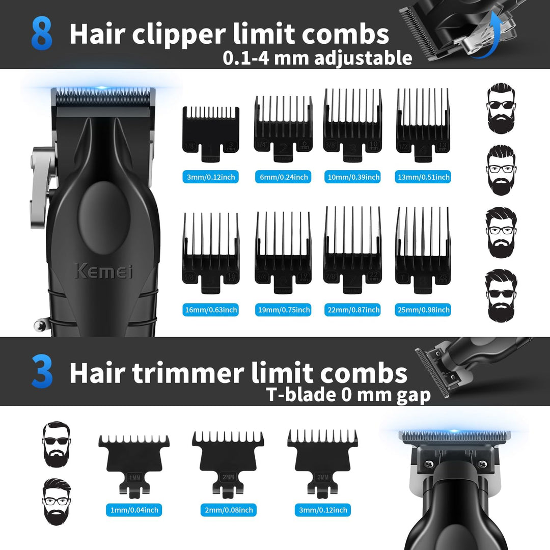 KEMEI Professionelle Haarschneidemaschine für Männer, Schnurlose Haarschneider Barttrimmer Folienras