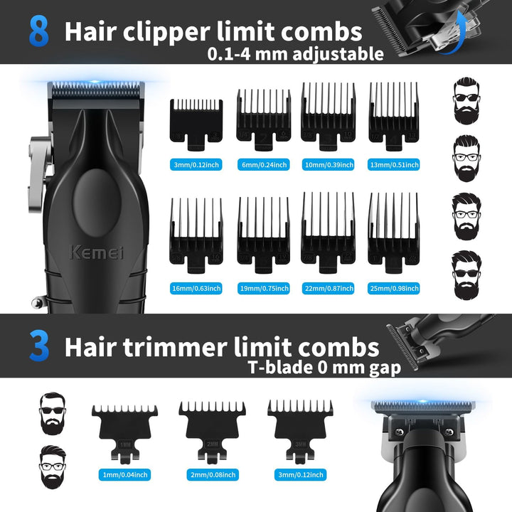 KEMEI Professionelle Haarschneidemaschine für Männer, Schnurlose Haarschneider Barttrimmer Folienras
