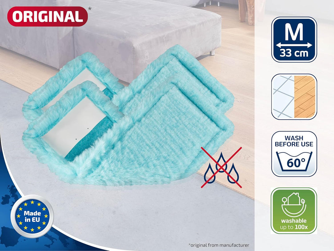 Leifheit 2er Set Wischbezug CLEAN TWIST M Ergo - Power Clean static plus, dieser Wischer Ersatzbezug