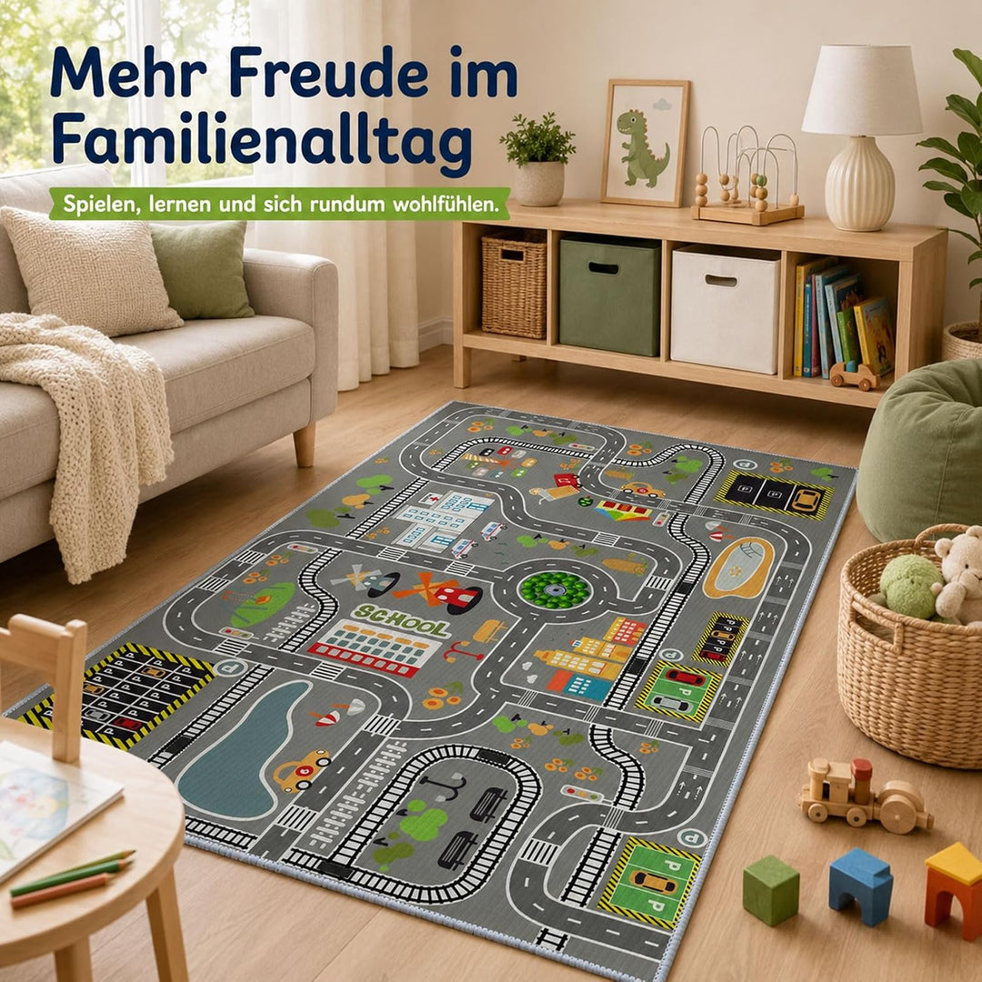 ZFHNYJWKL Kinder spielteppich Auto Jungen &amp; Mädchen Teppich Strassenteppich Bauteppich Stadtstadt Le