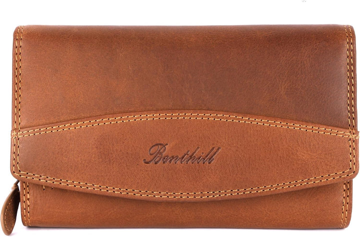 Benthill Geldbörse Gross Echt-Leder - Damen XL Portemonnaie mit RFID Schutz - Frauen Vintage Geldbeu