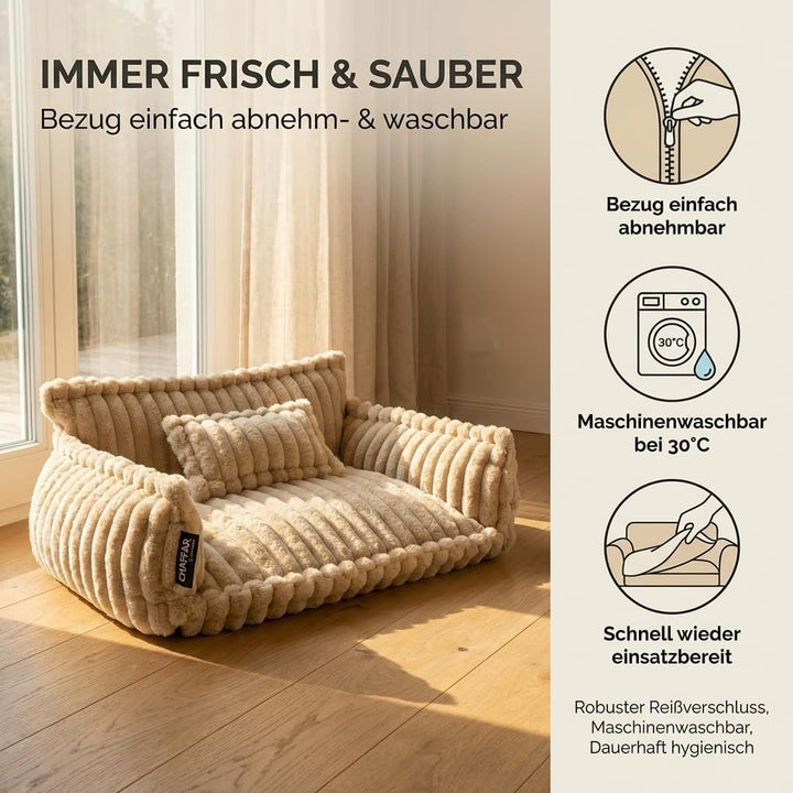 Hundesofa Chaffar Hundebett | Orthopädische Matratze | Moderner Stil | Cord-Design Grössen (Flieder,