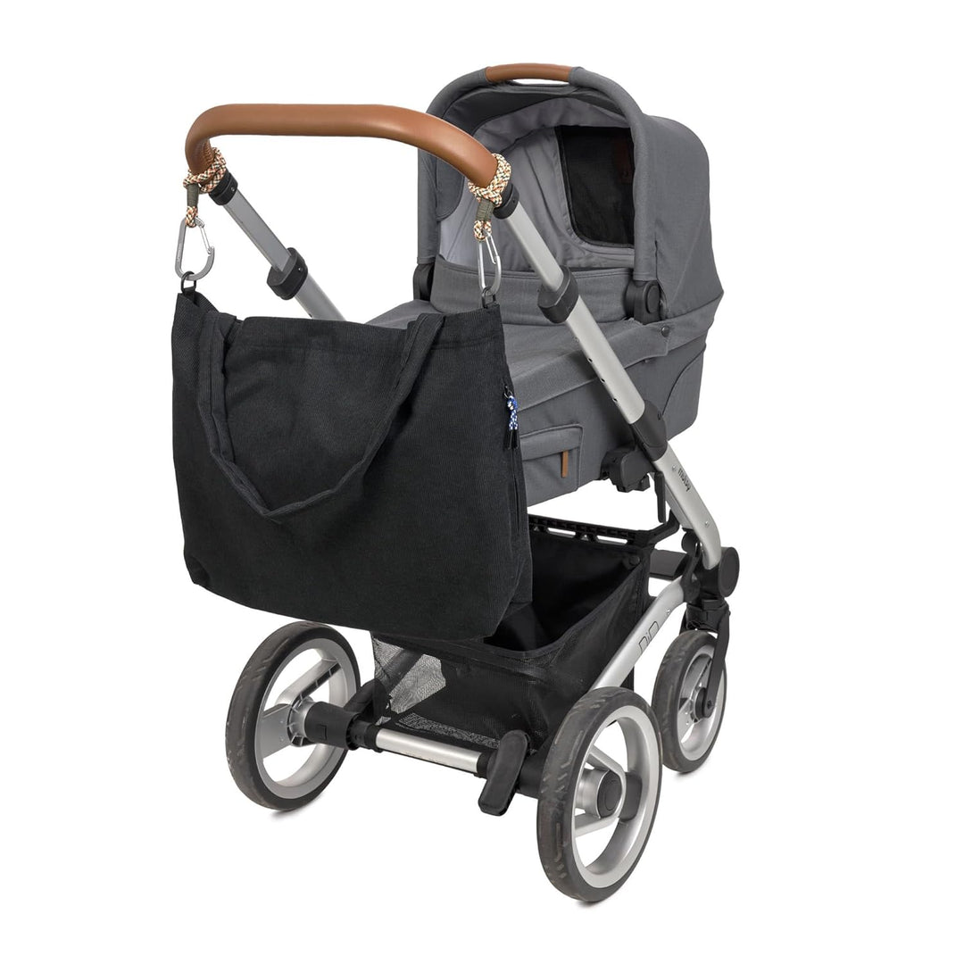 LÄSSIG Baby Wickeltasche Shopper mit Kinderwagenbefestigung/MIX Shopper Cord black Schwarz Cord, Sch