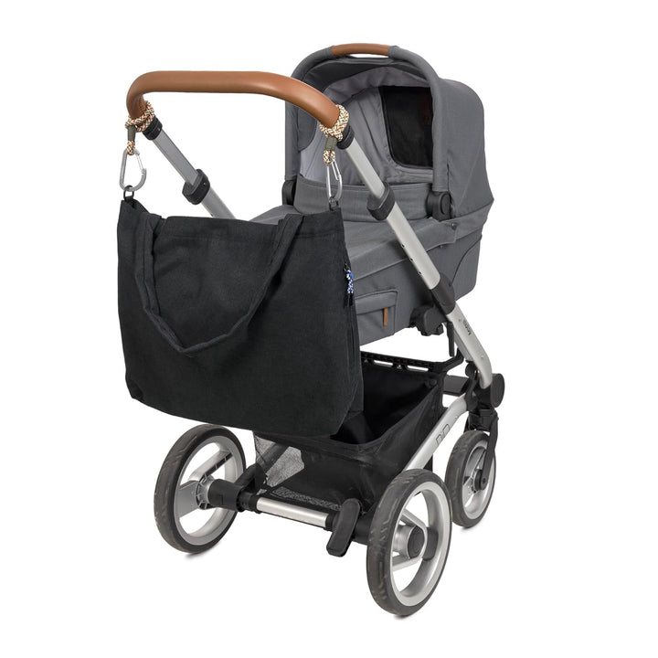 LÄSSIG Baby Wickeltasche Shopper mit Kinderwagenbefestigung/MIX Shopper Cord black Schwarz Cord, Sch