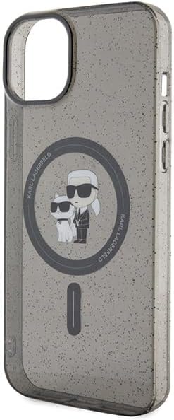 Karl Lagerfeld KLHMP15SHGKCNOK Hülle für iPhone 15 6.1" Schwarz hardcase Karl&Choupette Glitter
