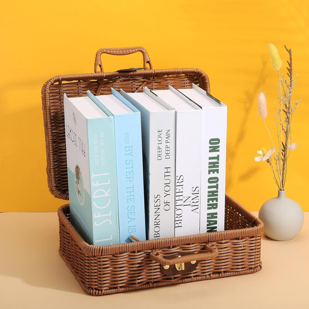 BEIJIALY Weiden-Picknickkorb, Retro-Weidenkorb, Rattan-Koffer, Aufbewahrungskorb, Gewebter Korbgefle