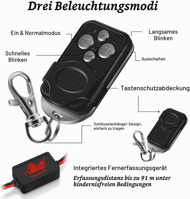WinPower Universal LED-Licht Kabelbaum Relais-Kit mit 1 oder 2 Glühbirnenanschlüssen, 12V KFZ-Zusatz
