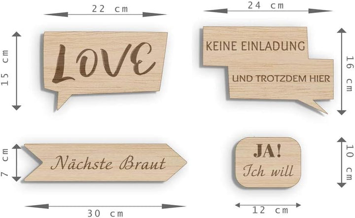 Fotobox Accessoires Hochzeit Requisiten, Schilder aus Holz mit Sprüchen, Wedding Props Zubehör für P