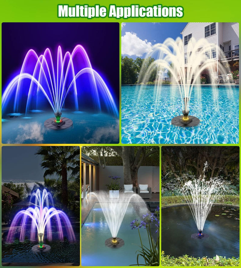 SZMP Springbrunnen für Gartenteiche 2023 Upgraded für draussen,6W LED Licht Teichpumpe 4 DIY Effekte