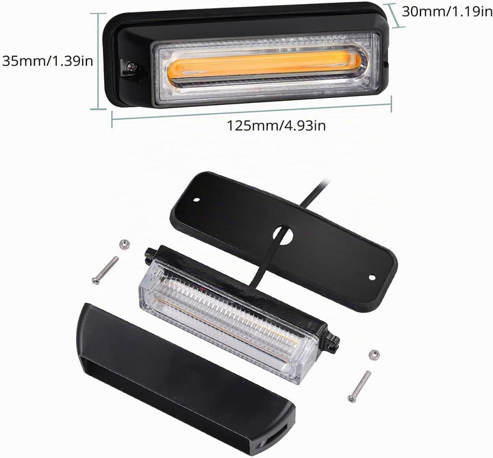 COLFULINE 4 x 8W Frontblitzer, 12/24V Warnlicht, 9cm COB Led Blitzer, Notfall Licht Wasserdicht IP65
