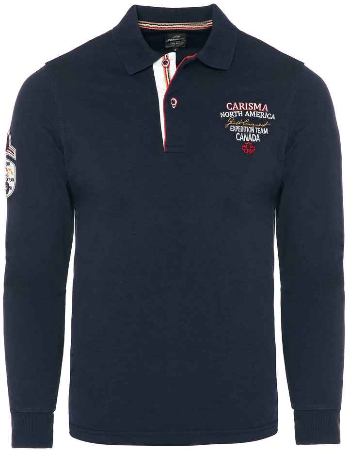 Carisma Langarm Poloshirt für Herren Baumwolle • Herren Langarmshirt mit Stickerei • Angenehmes Regu