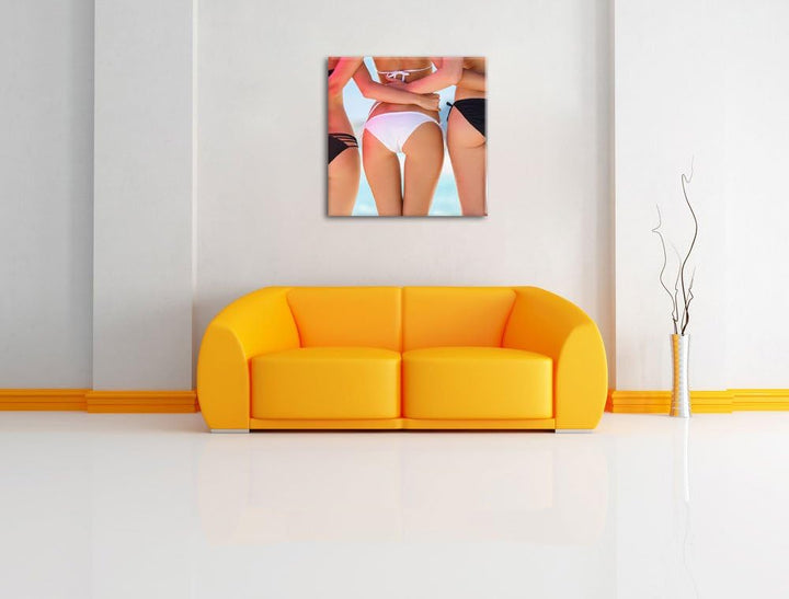 Sexy Girl Bikini, Format: 70x70 auf Leinwand, XXL riesige Bilder fertig gerahmt mit Keilrahmen, Kuns