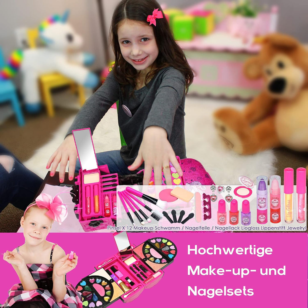 Amerrly Kinderschminke Set Mädchen Spielzeug - Waschbar und Sicher Kinder Schminkset, Prinzessin Sch