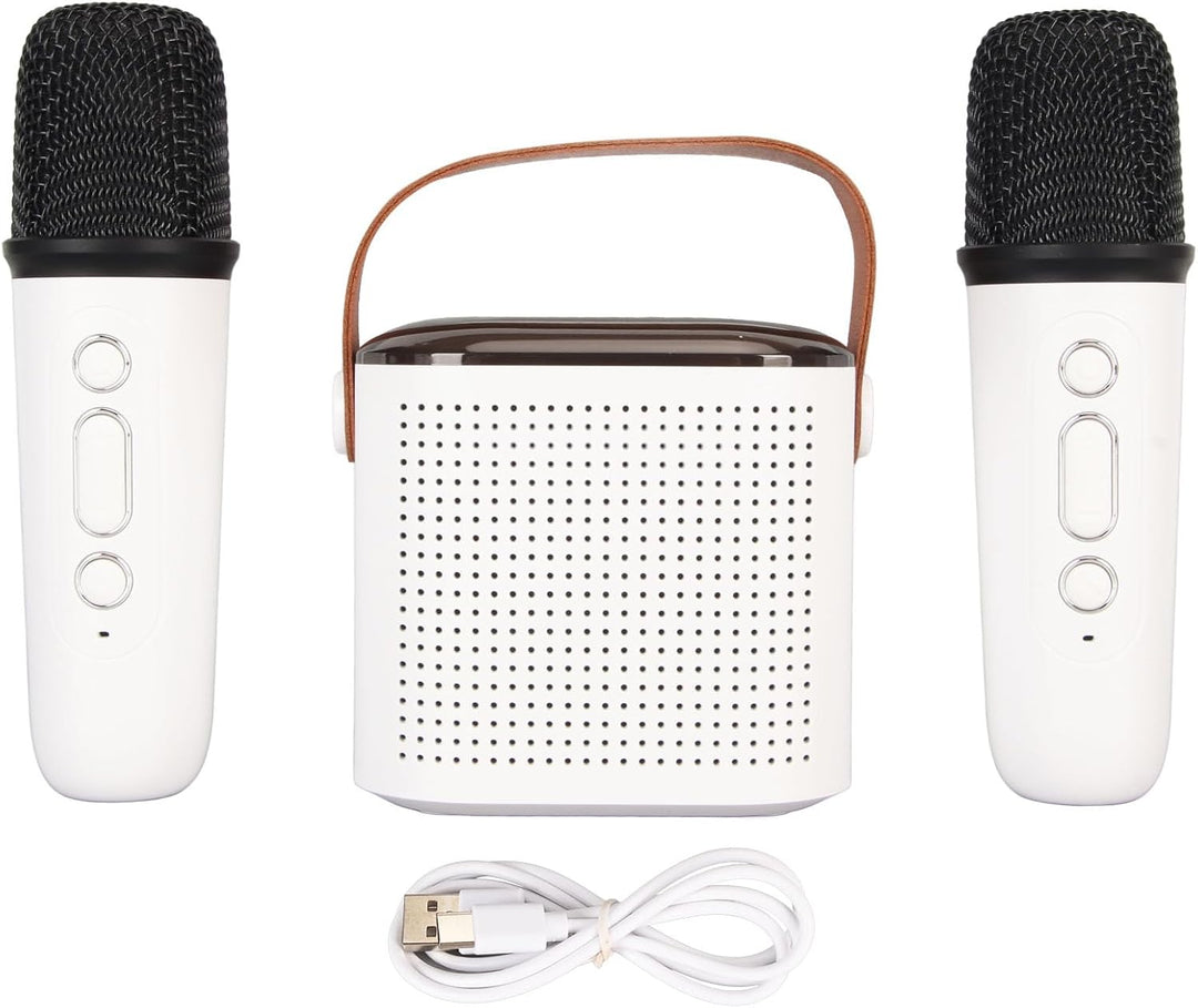 Tragbarer Bluetooth Lautsprecher mit 2 Kabellosen Mikrofonen, RGB Karaoke Maschinen Set, Unterstützt