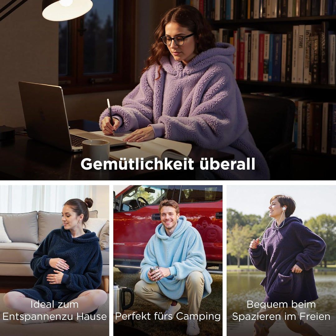 BEDSURE Hoodie Decke mit Ärmeln Kuschelpullover - Tragbare Decke zum Anziehen Erwachsene Lavendel, W