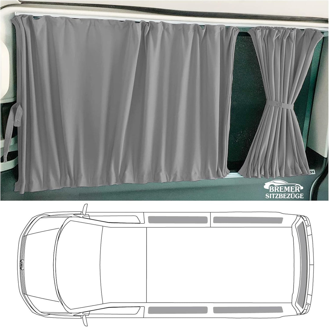 BREMER SITZBEZÜGE Mass Gardinen Vorhänge Sonnenschutz kompatibel mit VW T4 Transporter Caravelle kur