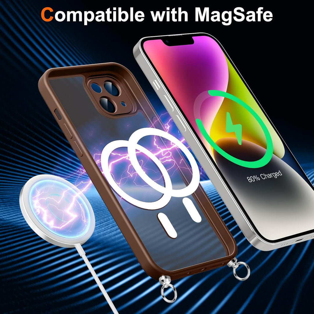 Pnakqil Magnetische Handyband mit Band für iPhone 14 Hülle -Necklace HandyHülle Durchscheinende mit