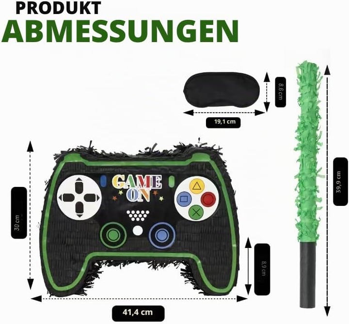 Game Controller Pinatas Bundle mit Augenbinde und Schläger (42 x 32 x 10 cm), perfekt für Kindergebu