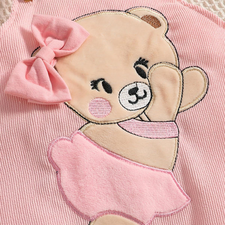 Baby Mädchen Kleidung Outfits Herbst Winter Niedlich Liebe Druck Strampler Cartoon Bär Overalls Hose