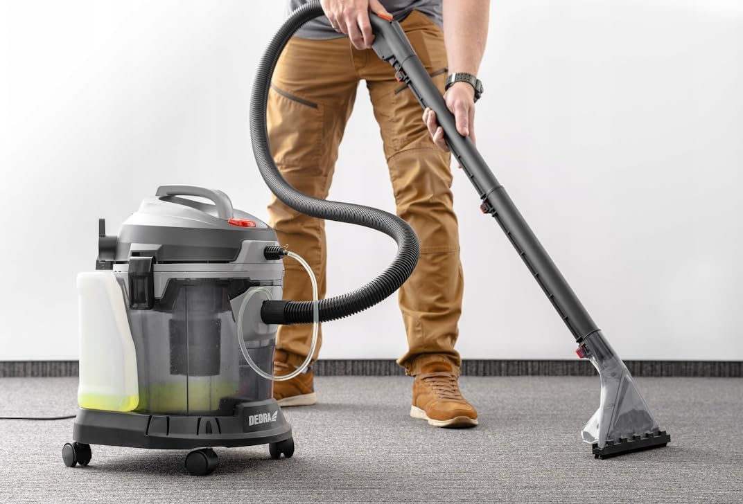 Dedra 2-in-1 Waschsauger für Nass- und Trockensaugen, 1400 W Leistung, Sprühfunktion für Reinigungsm