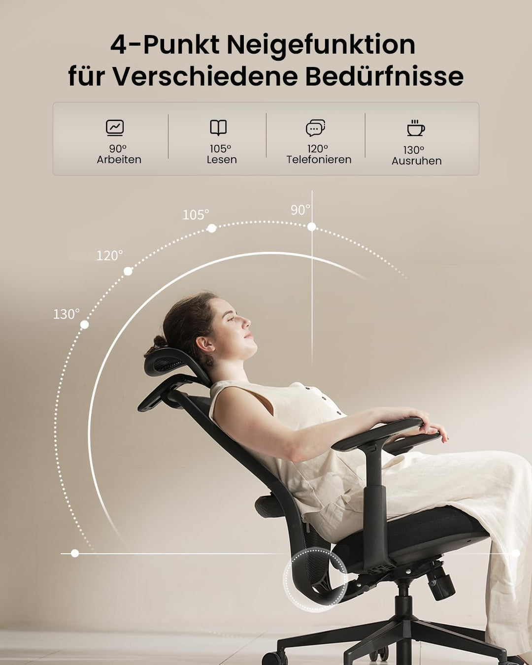 ProtoArc EC200 Bürostuhl Ergonomisch, Schreibtischstuhl mit Höhen- und Tiefenverstellbarer Lendenwir