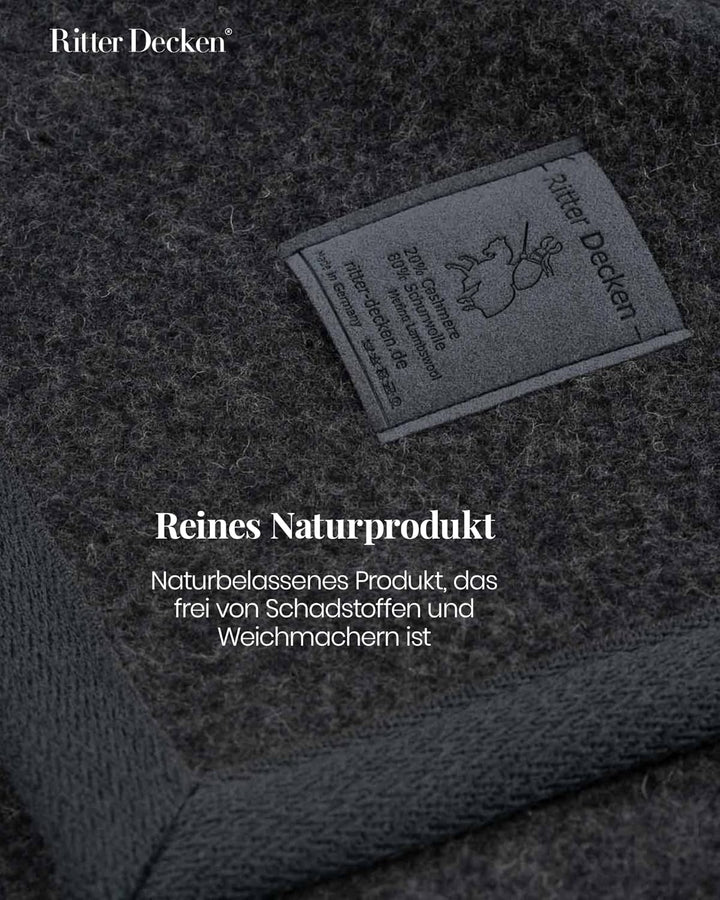 Ritter Decken Kaschmirdecke Kalif in anthrazit 150 x 200cm. 80% Schurwolle 20% Kaschmir, Wolldecke a