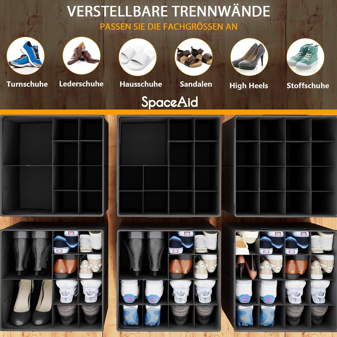 SpaceAid Schuh-Organizer für Schrank, 2 Stück, faltbare Schuhaufbewahrungsbehälter, Körbe, Boxen mit