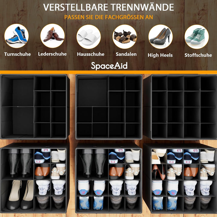 SpaceAid Schuh-Organizer für Schrank, 2 Stück, faltbare Schuhaufbewahrungsbehälter, Körbe, Boxen mit