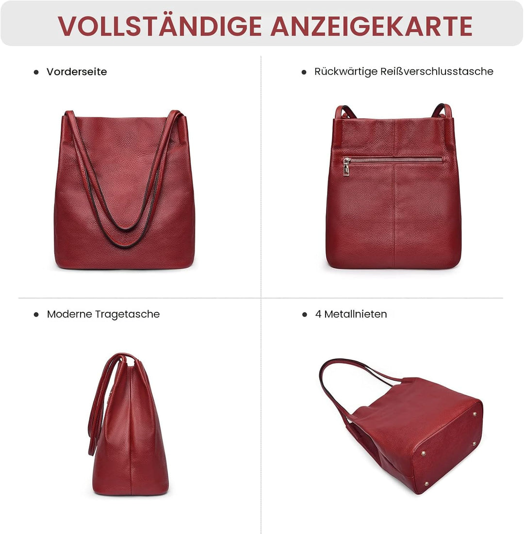 Kattee Damen weiche Echtleder Totes Umhängetasche Geldbörsen und Handtaschen mit oberem Magnetversch