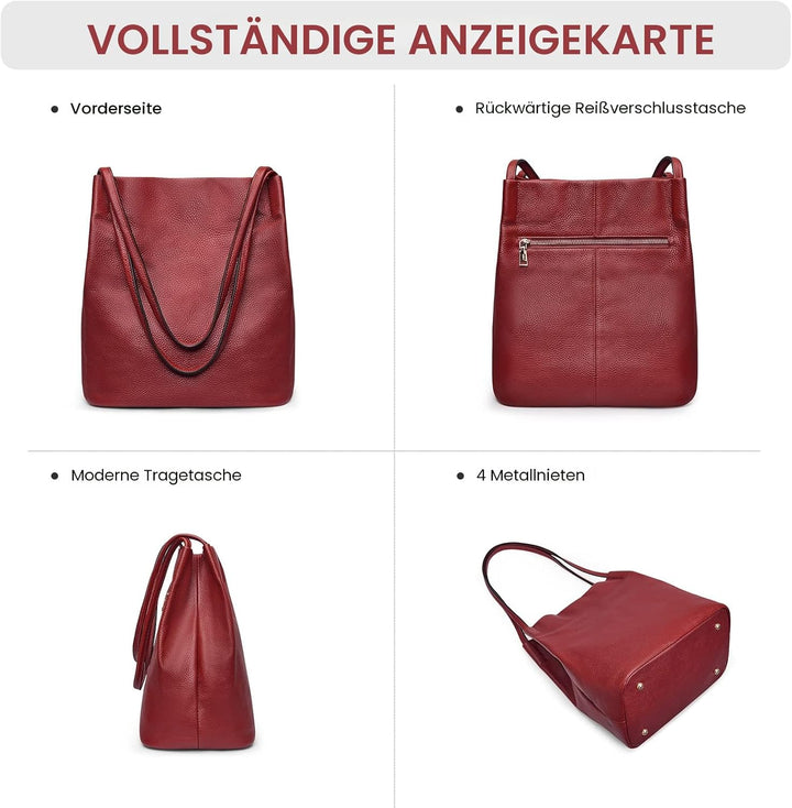 Kattee Damen weiche Echtleder Totes Umhängetasche Geldbörsen und Handtaschen mit oberem Magnetversch