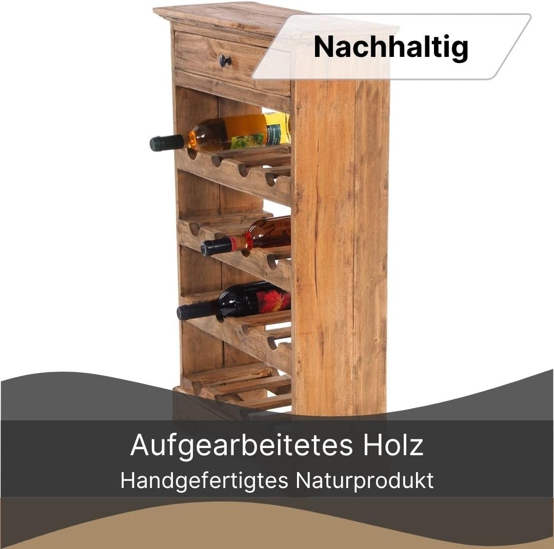 DESIGN DELIGHTS rustikales WEINREGAL Cortez 85 | 85x55cm(HxB) Massivholz | Flaschenregal, Weinflasch